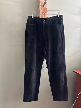 Danier Black Straight Leg Suede Pants